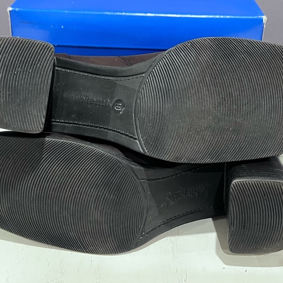 White Mountain Brown Leather Boots with Chunky Block Heel and Zipper - Picture 7 of 8